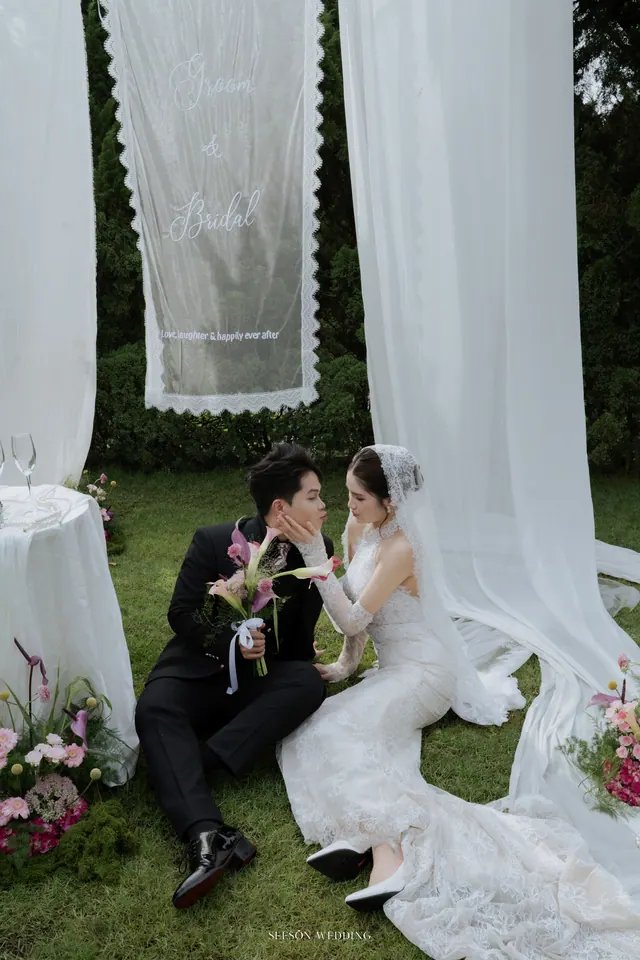 Ảnh cưới Vườn xanh, voan treo & hoa calla tại Phim trường sân vườn, TP.HCM — Ngọc Quỳnh — Khu Vườn Voan Trắng, SeesonWedding (ảnh 5/10)